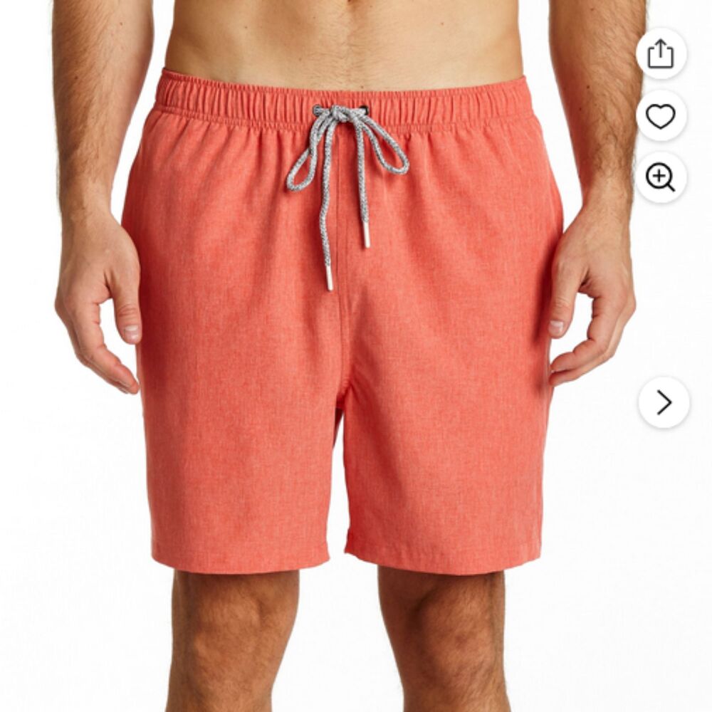 RFT Rainforest Men's Mesh Lined Solid Swim Trunk, Spicy Orange, S msrp $69